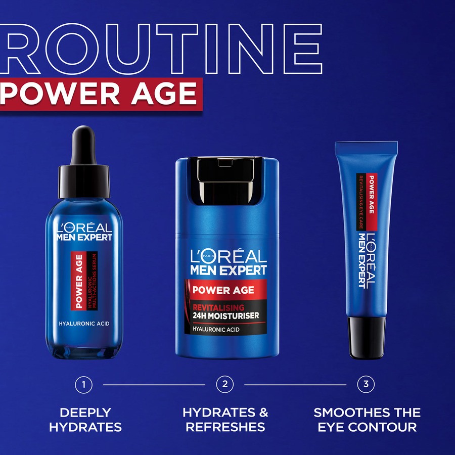 L'Oréal Paris Men Expert Power Age Hyaluronic Multi-Action Serum 30ml + Power Age Revitalizing Moisturiser 50ml