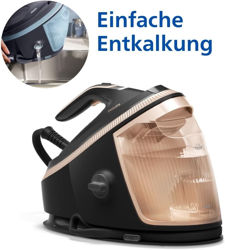 Philips PerfectCare Dampfbügelstation 7000 Serie, 650g Dampfstoß, 8.5 Bar, SteamGlide Elite Bügelsohle, Automatischer Intelligenter Dampf (PSG7300/80)