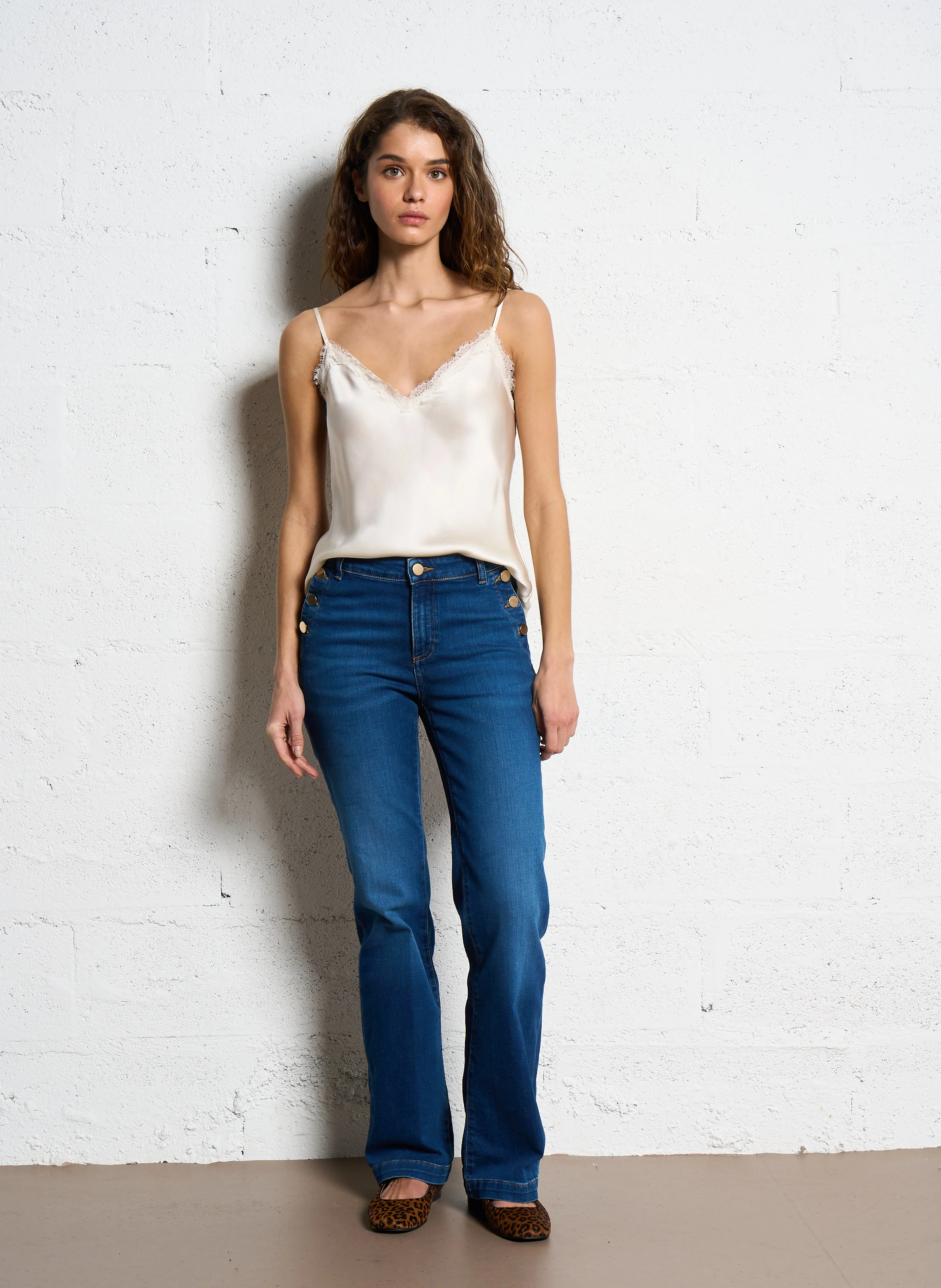 MINDY - Caraco dentelle en soie | Blanc