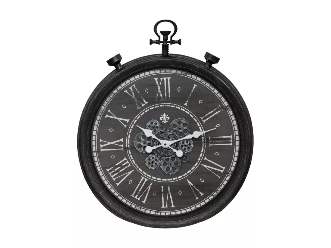 Grande Pendule murale forme gousset avec rouages mobiles D 60 cm