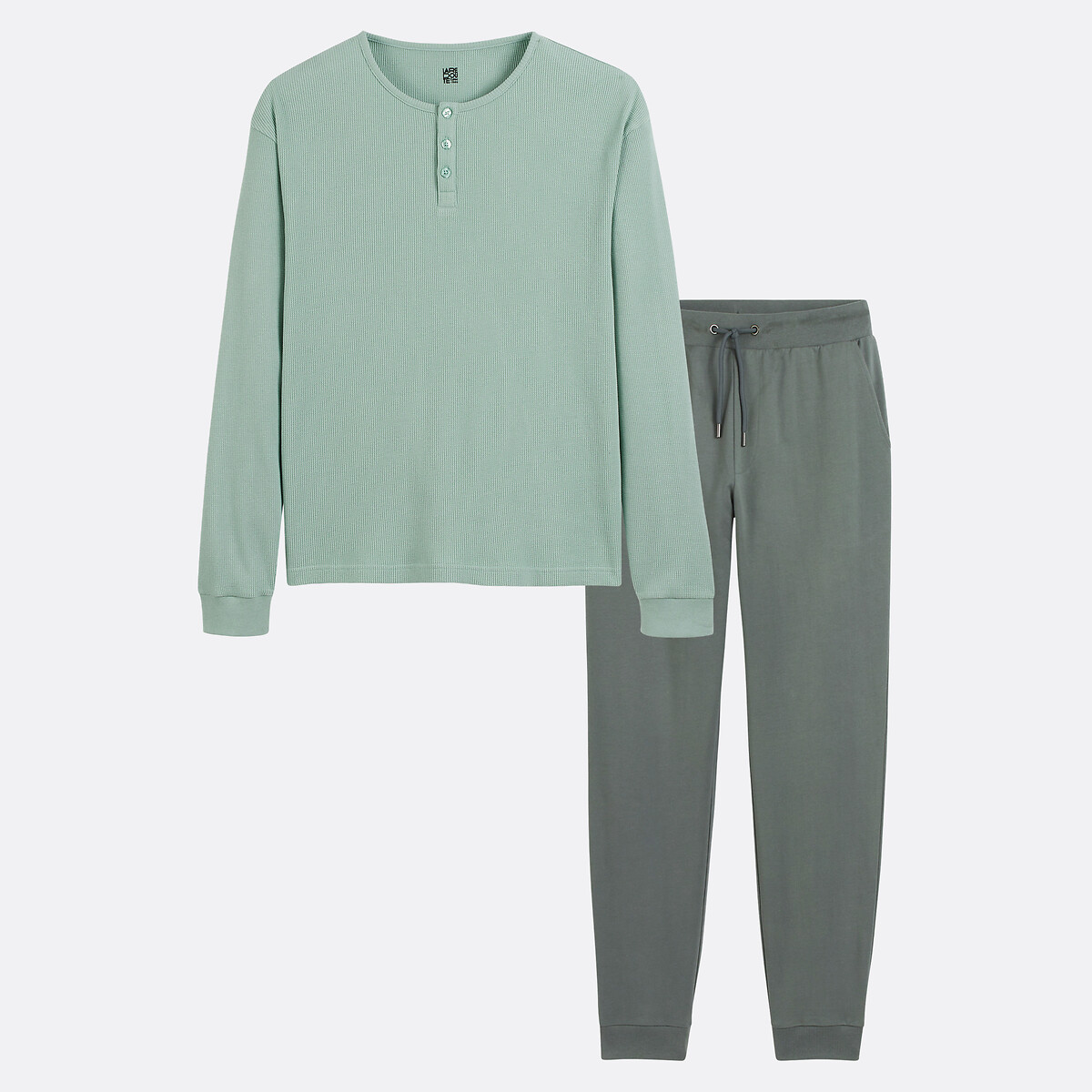 COLEÇÕES LA REDOUTE<br>Camiseta de pijama com gola tunisiana e mangas compridas