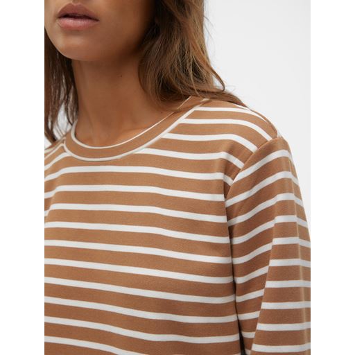 Vero Moda Mathilde Langærmet T-shirt, Snow White/Brown, S
