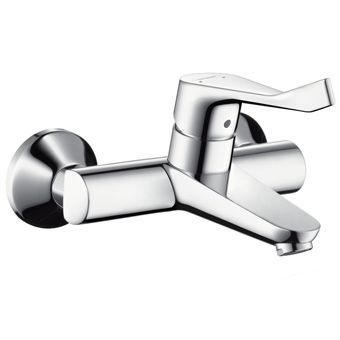 Hansgrohe Focus Care opbouw wandkraan m. koppelingen m. verlengde greep 12.1cm HOH=15cm EcoSmart chroom