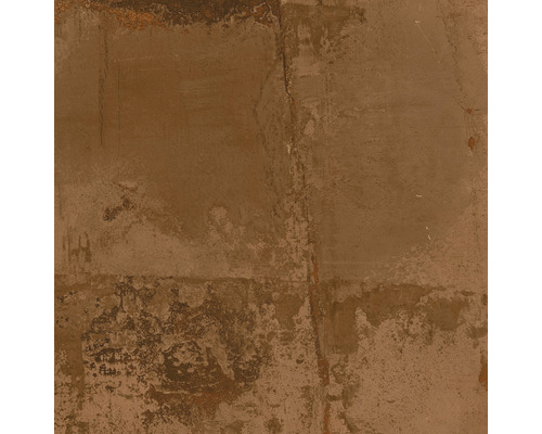 Terrastegel van porselein, metallic Cortenbruin, gerectificeerde rand, 60 x 60 x 2 cm