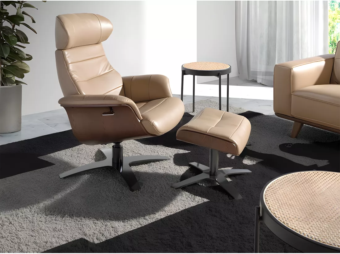Fauteuil pivotant rembourré en cuir 5087 ANGEL CERDA