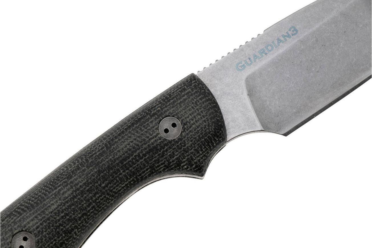 Bradford Knives Guardian 3, CPM-Magnacut High Hardness, Sabre Grind, Stonewashed Finish, 3D Black Micarta, vaststaand mes