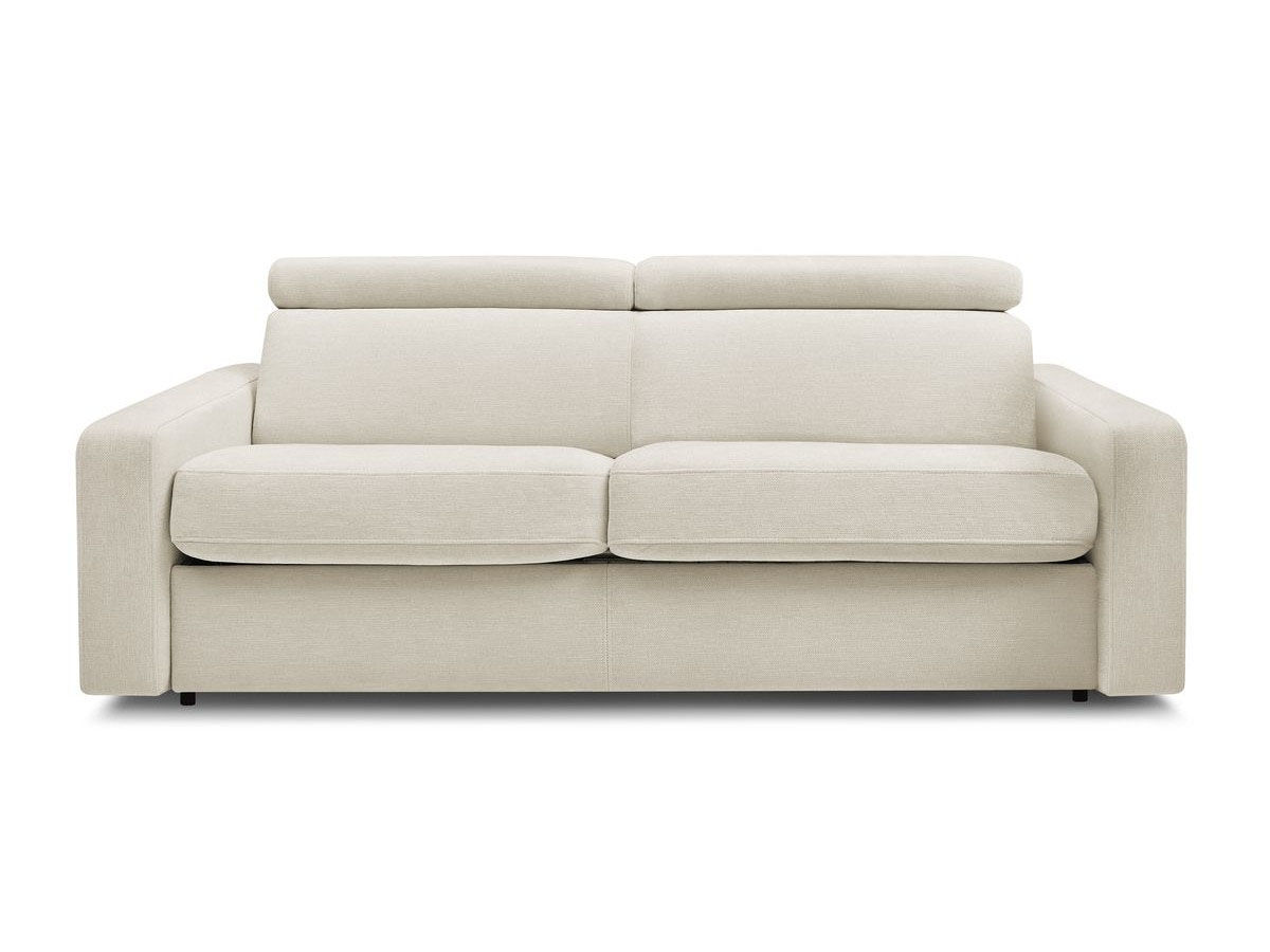 Bobochic Canapé droit convertible monaco ouverture express tissu lisse beige - 195x99 cm
