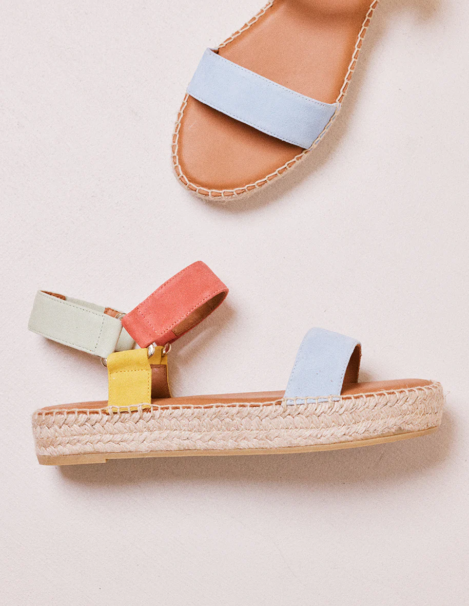 Espadrilles Flore - Suède ciel corail jaune
