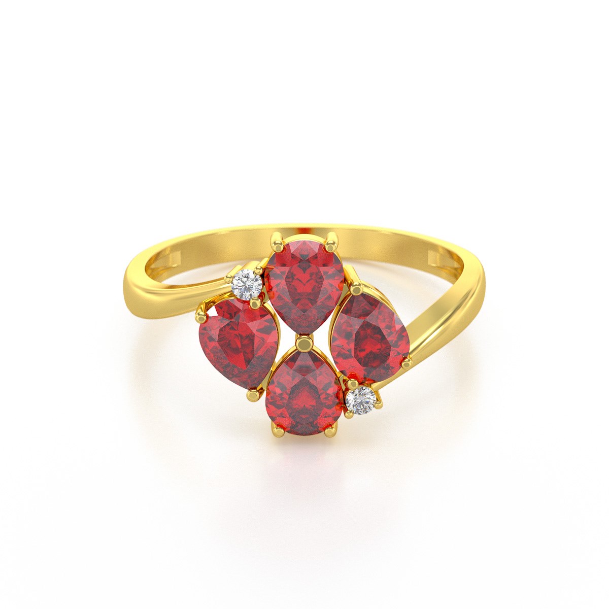 Bague ADEN Or 585 Jaune Rubis et diamants 1.87grs