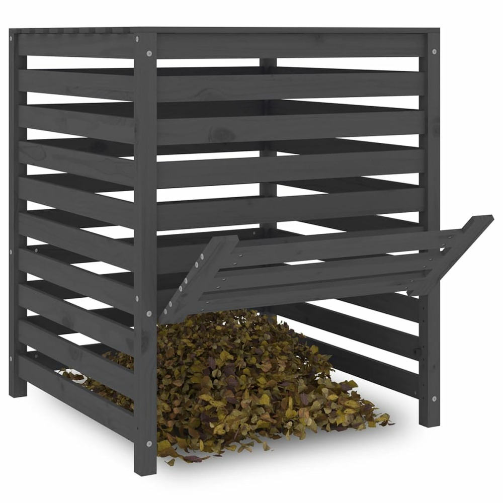Composteur gris 82,5x82,5x99,5 cm bois massif de pin