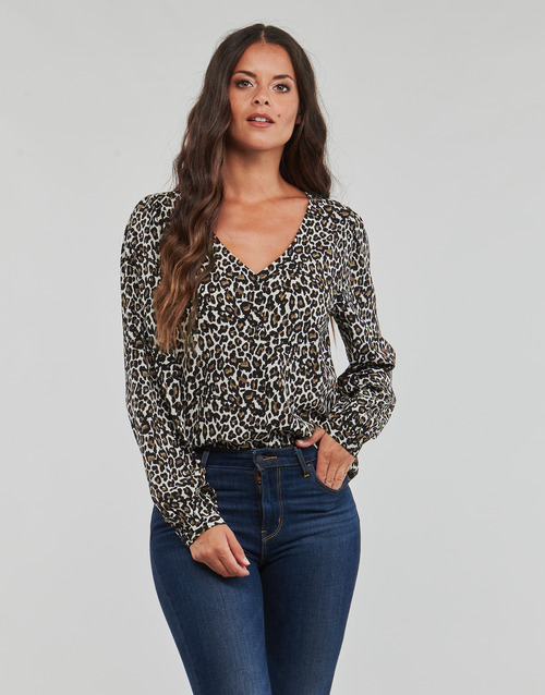 Vero Moda - VNMNAJA LS V NECK PLEAT SHIRT - Beige