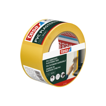 Tesa bepleisteringstape PVC geel reliëf 50 mm x 33 m