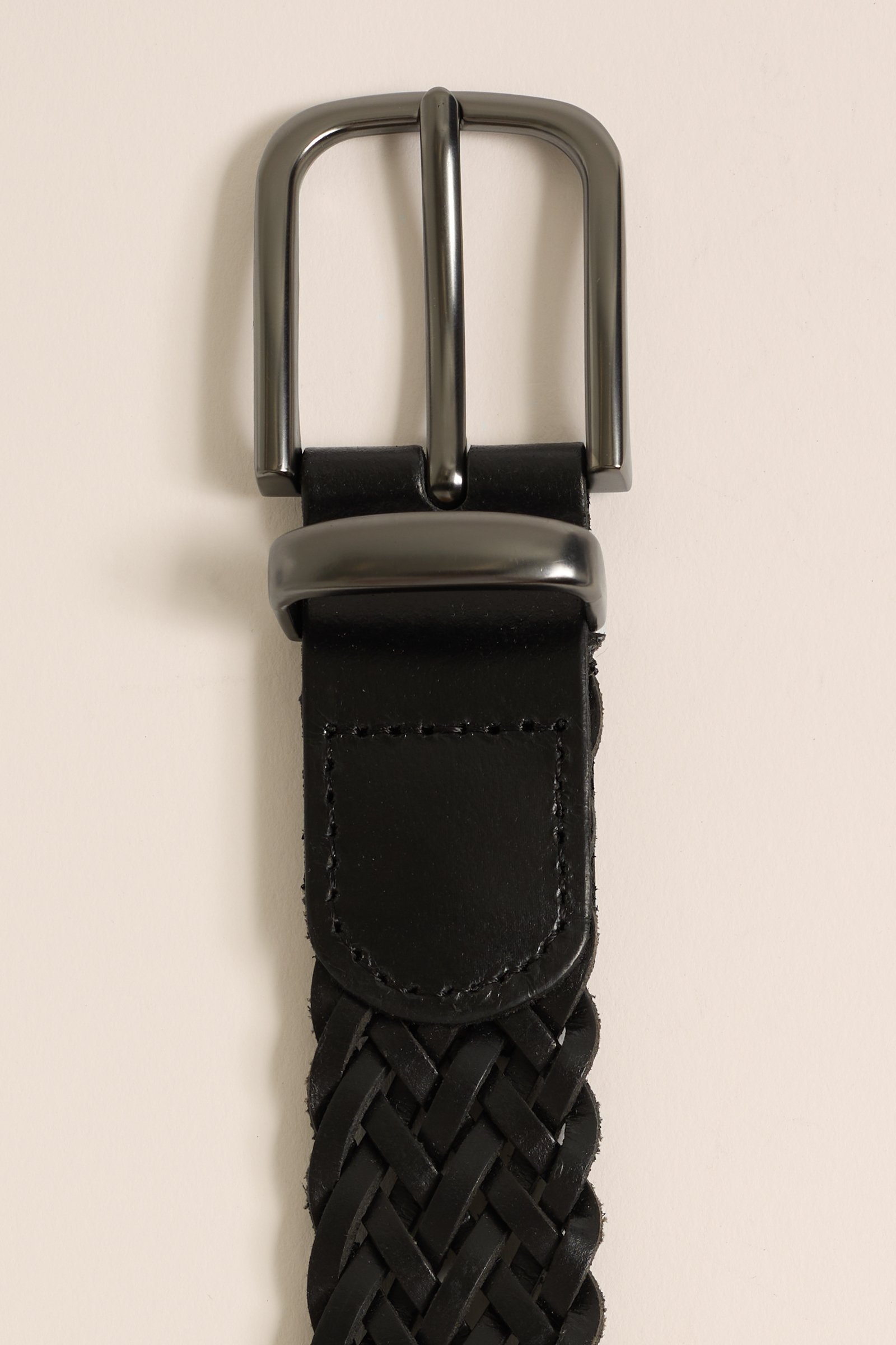 leren riem met gevlochten patroon WE Fashion Zwart