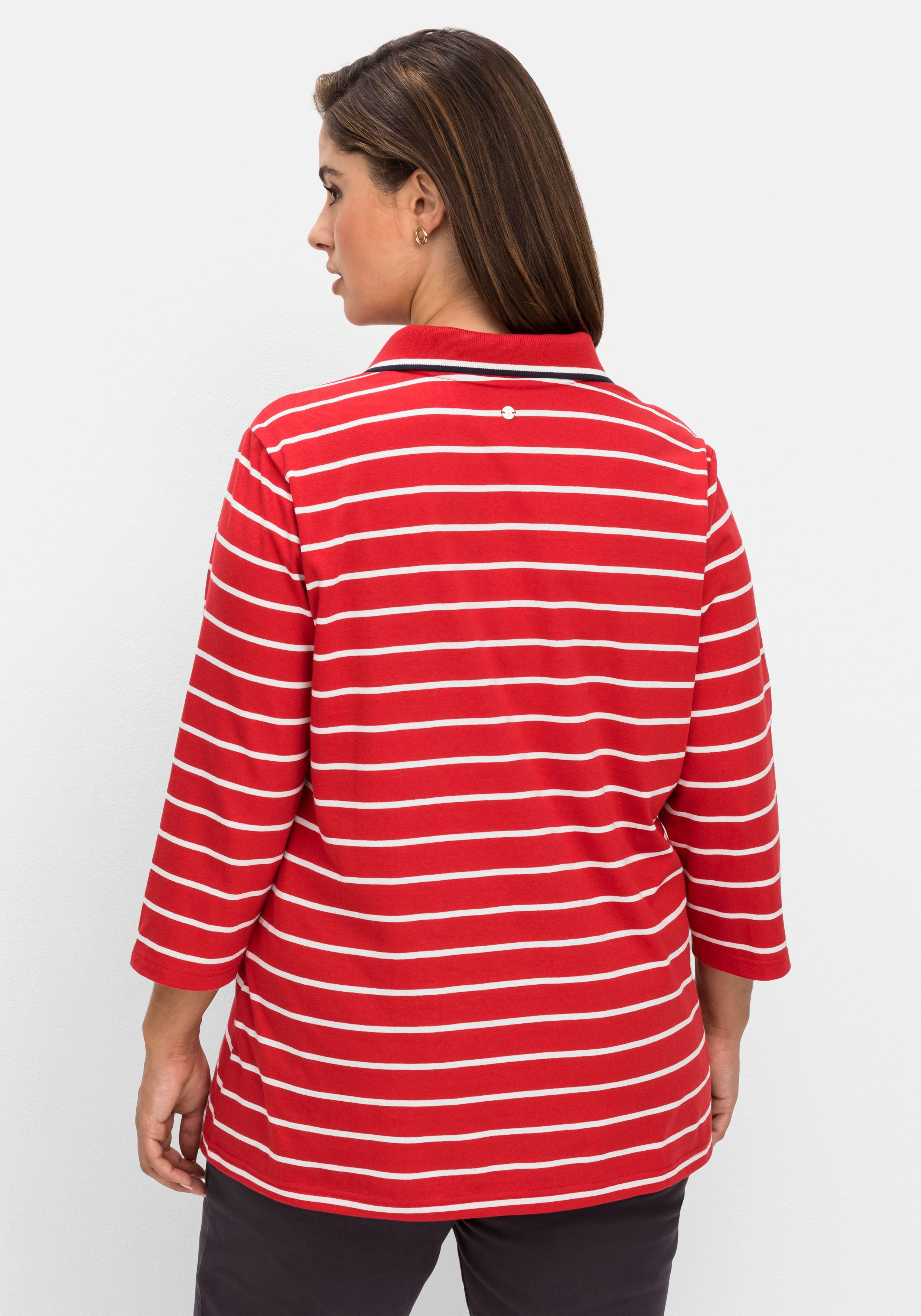 Gestreiftes Poloshirt mit 3/4-Arm