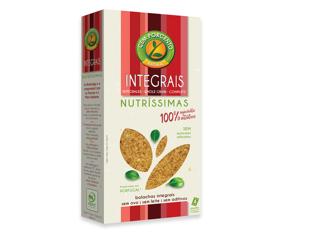 BOLACHA CEM PORCENTO NUTRÍSSIMAS INTEGRAL TRADICIONAIS 250G