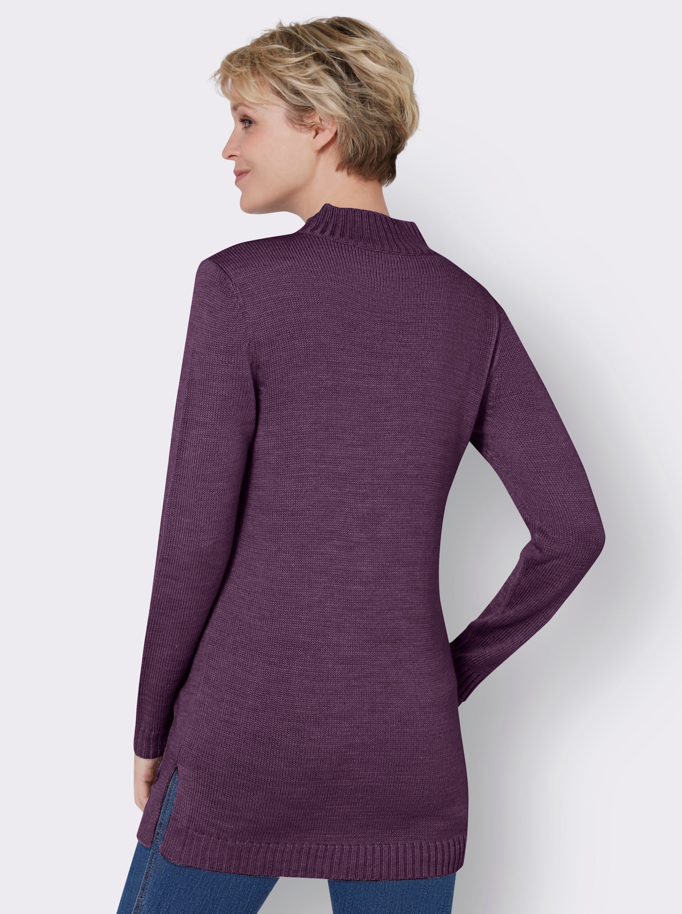 Longpullover mit Stehkragen