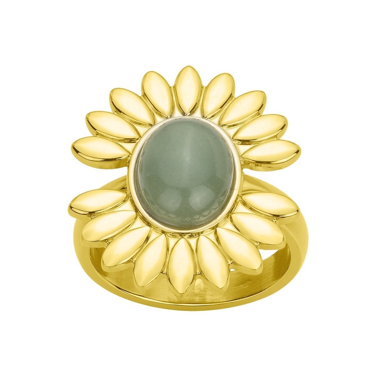 Bague en Acier 316L et aventurine naturelle - jaune brillant