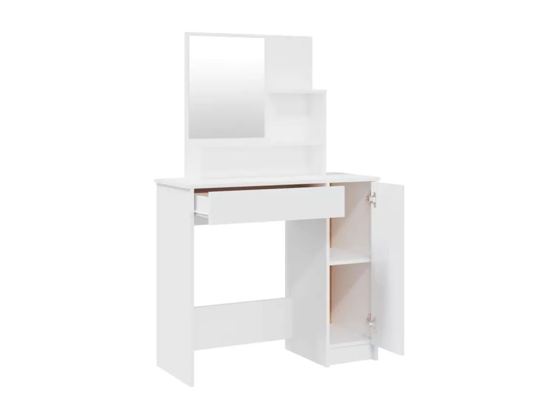 Ensemble de coiffeuse Blanc brillant 86,5x35x136 cm