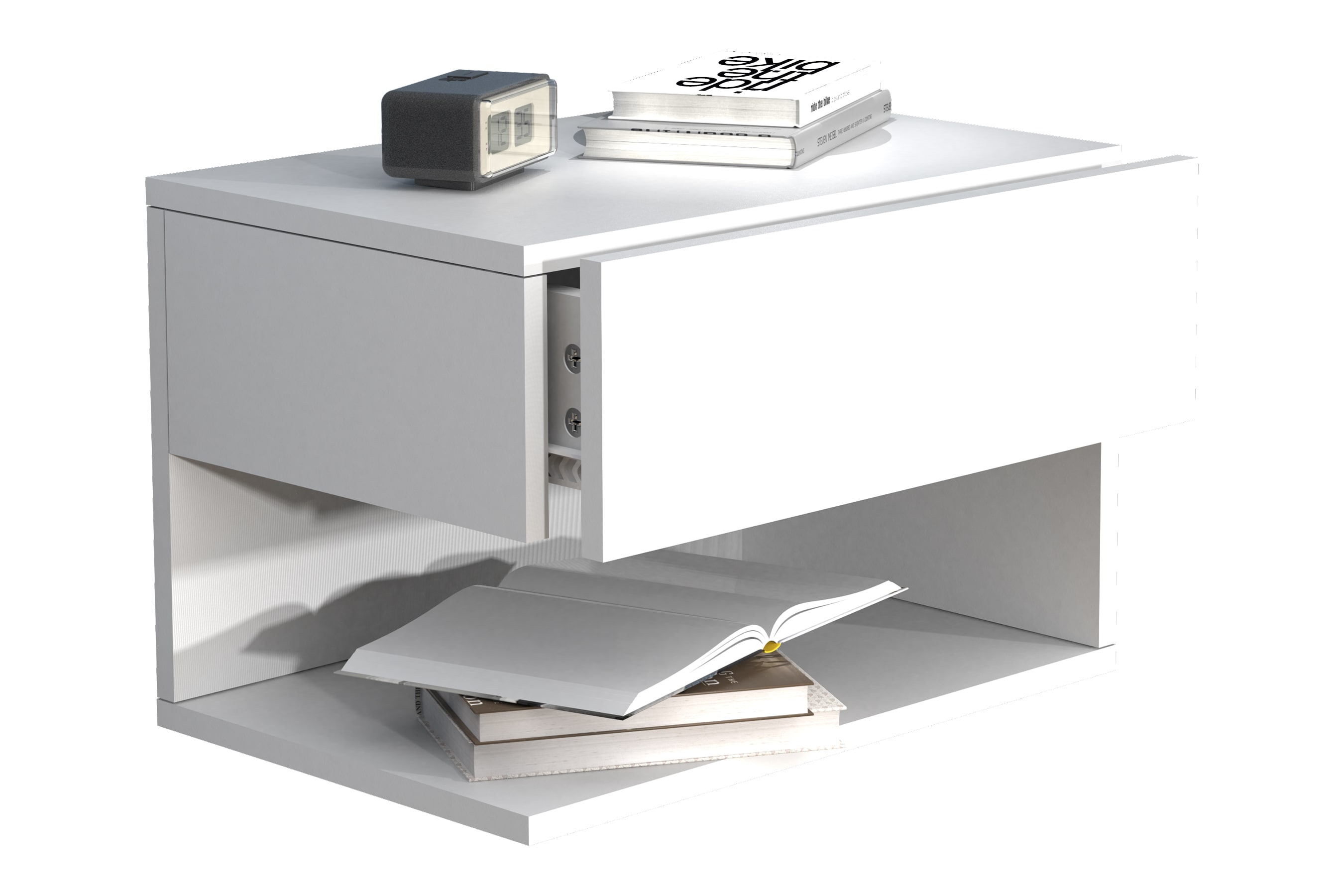 VCM Holz Wandschublade Nachtschrank Wandboard Schublade Konsole Nachttisch Usal XL 45 cm