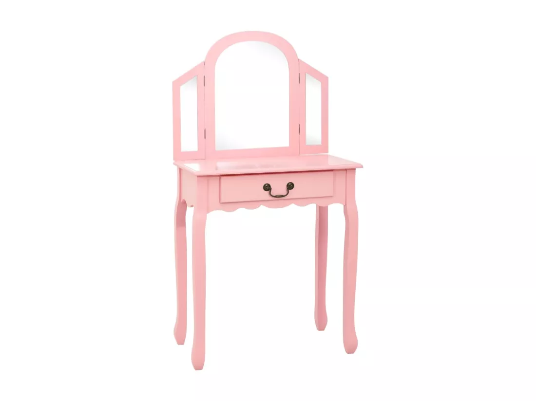 Coiffeuse et tabouret Rose 65x36x128 cm Bois de paulownia MDF