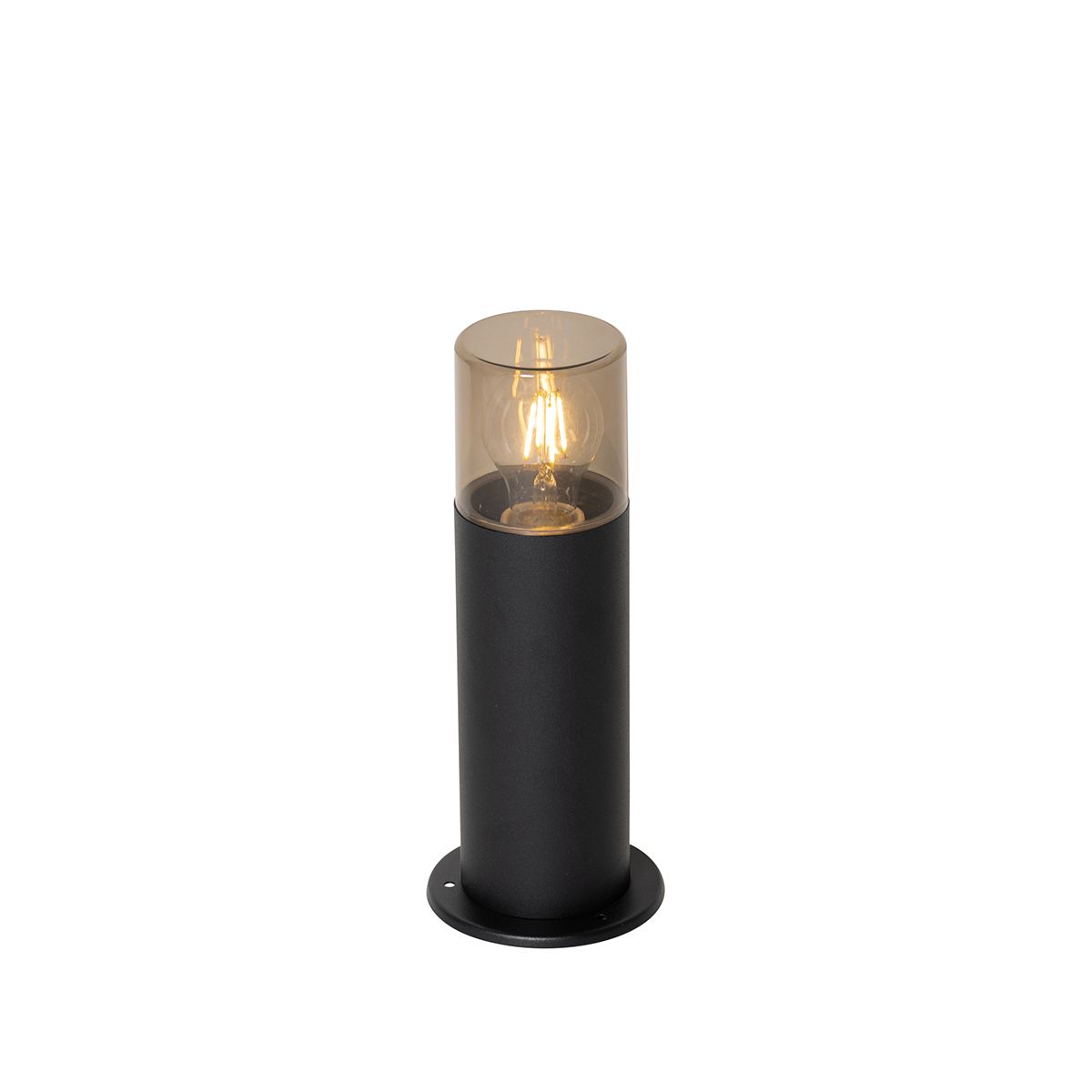 Staande buitenlamp zwart met smoke kap 30 cm IP44 - Odense