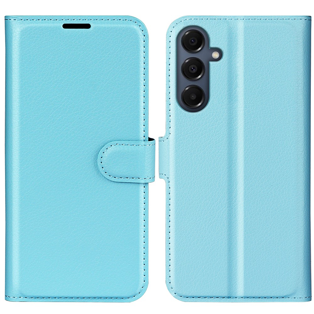 Samsung Galaxy A17 Leder Tasche Flip Cover Litchi Look - Hellblau