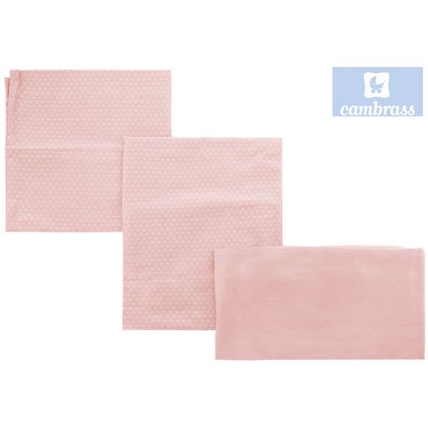 Cambrass Lençóis Berço 3 Peças 100x165 cm Lua Rosa