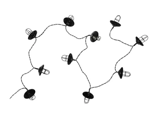 Guirlande à 10 lanternes en métal pour l'extérieur - Noir - L 192 cm