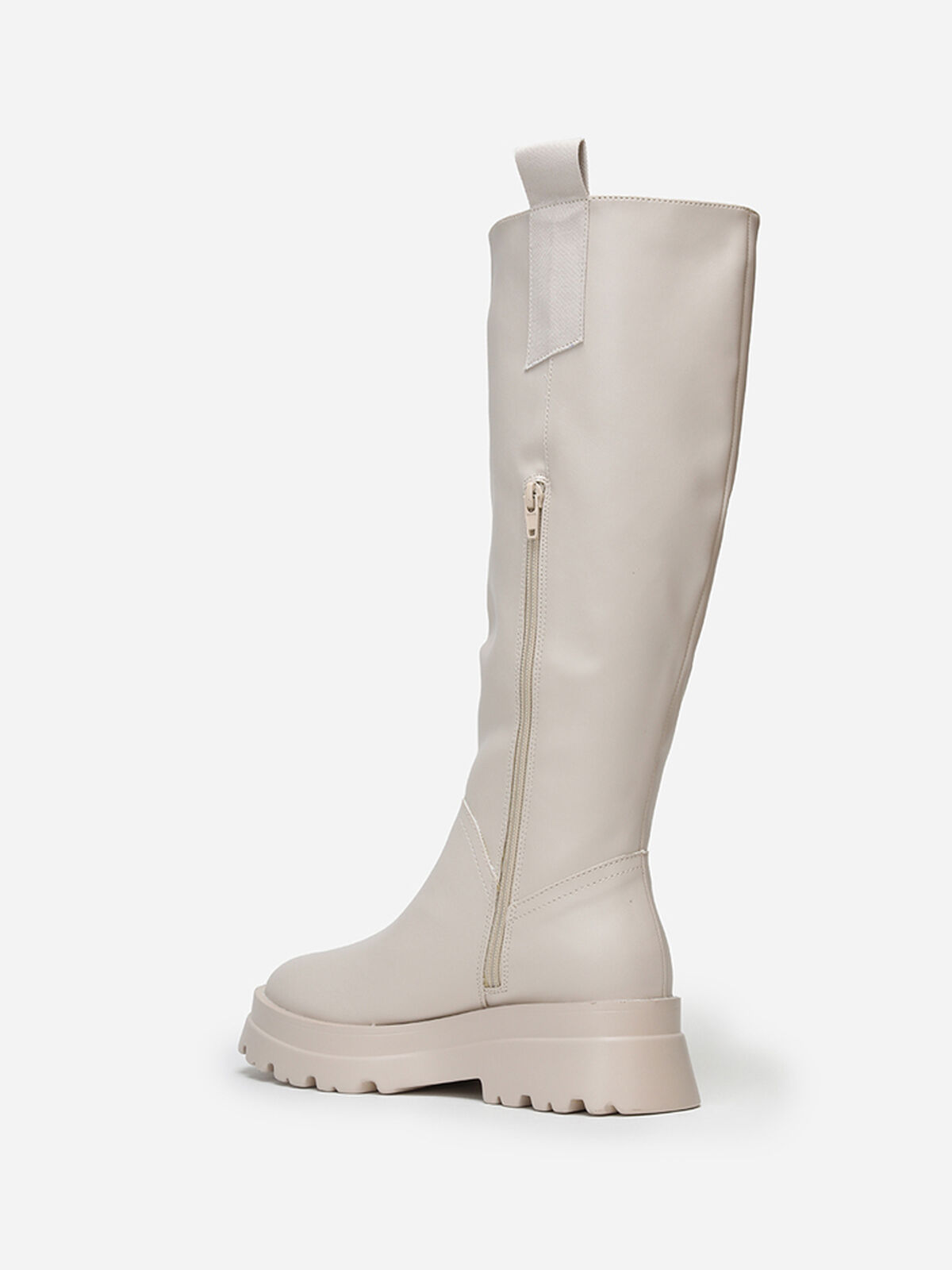 Bottes crantées avec larges languettes- Beige