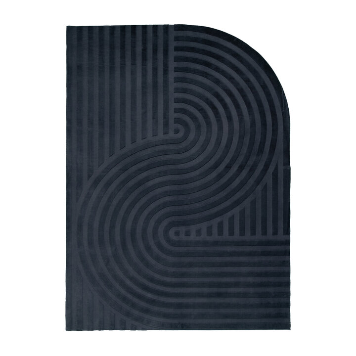 Organisch Vloerkleed - Flowy Wavy Antraciet | Wasbaar