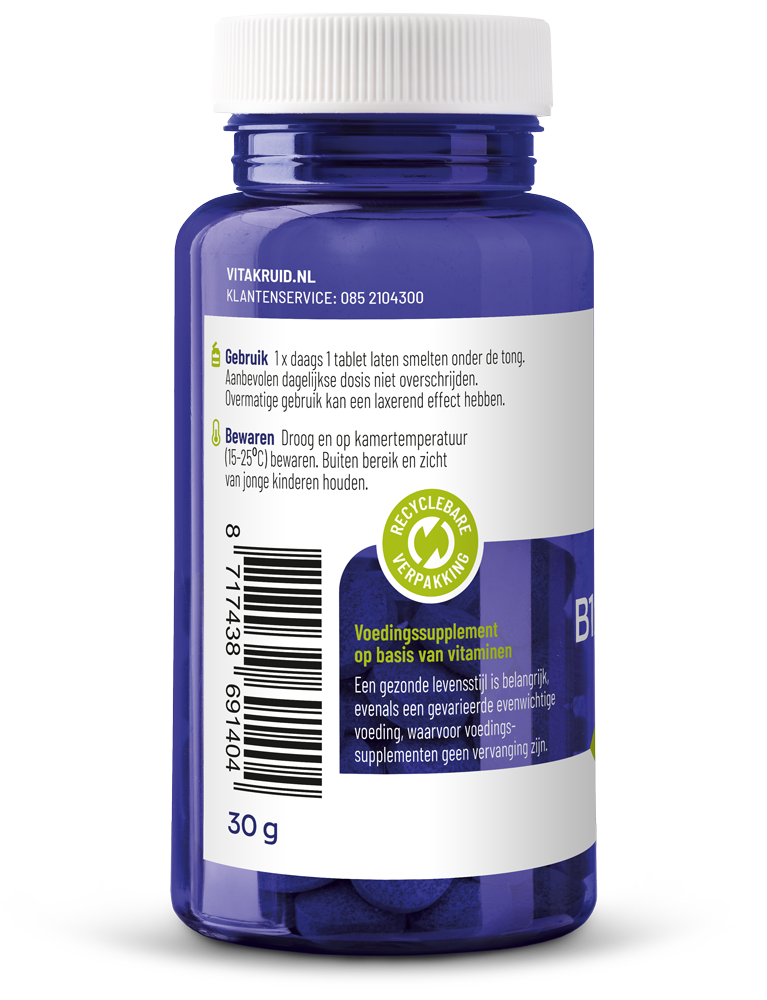 Vitakruid B12 Combi 10.000® Met Actief Folaat Vitamine (120 smelttabletten)