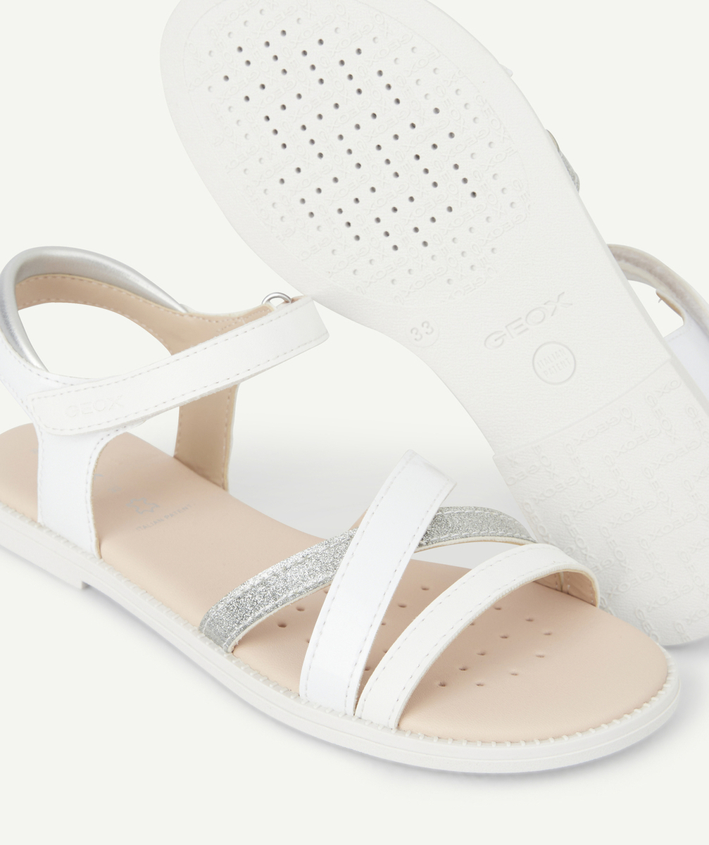 GEOXSANDALES À SCRATCH FILLE BLANCHES VERNIES