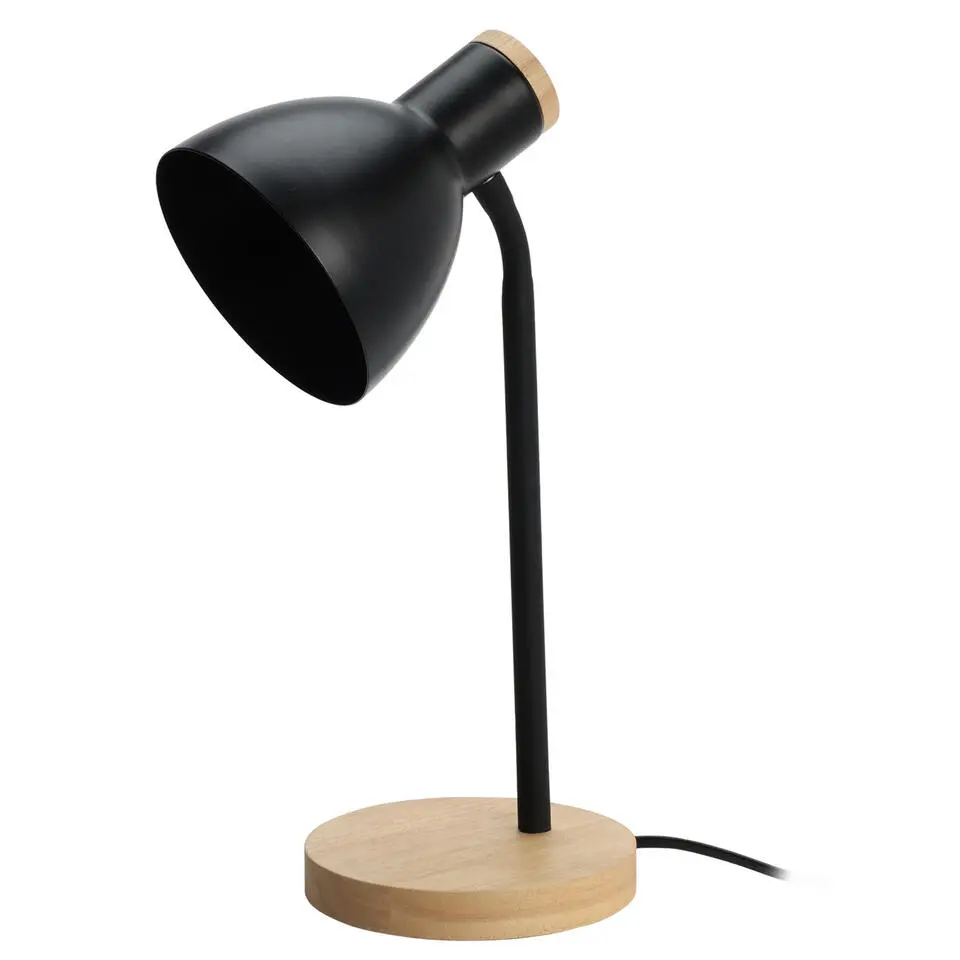 Tafellamp/bureaulampje Design Light - hout - zwart - H36 cm