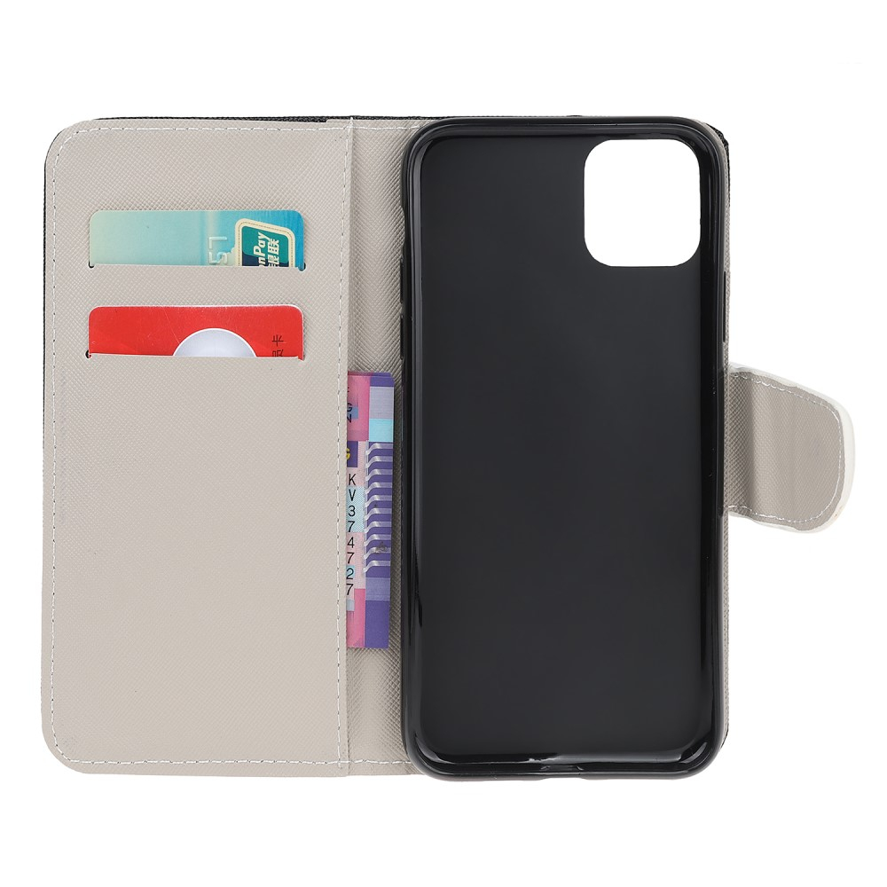 iPhone 13 Pro Leder Tasche mit Kartenfach Don't Touch My Phone - Schwarz
