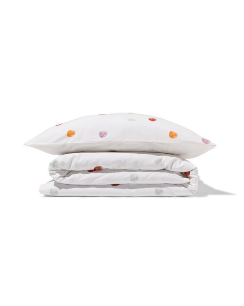 housse de couette petit lit - 120x150 - coton doux pois blanc