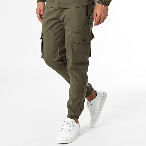 Ensemble Veste Zippée Capuche Et Pantalon Cargo Vert Kaki