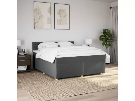 Sommier à lattes de lit avec matelas Gris foncé 180x200cm Tissu