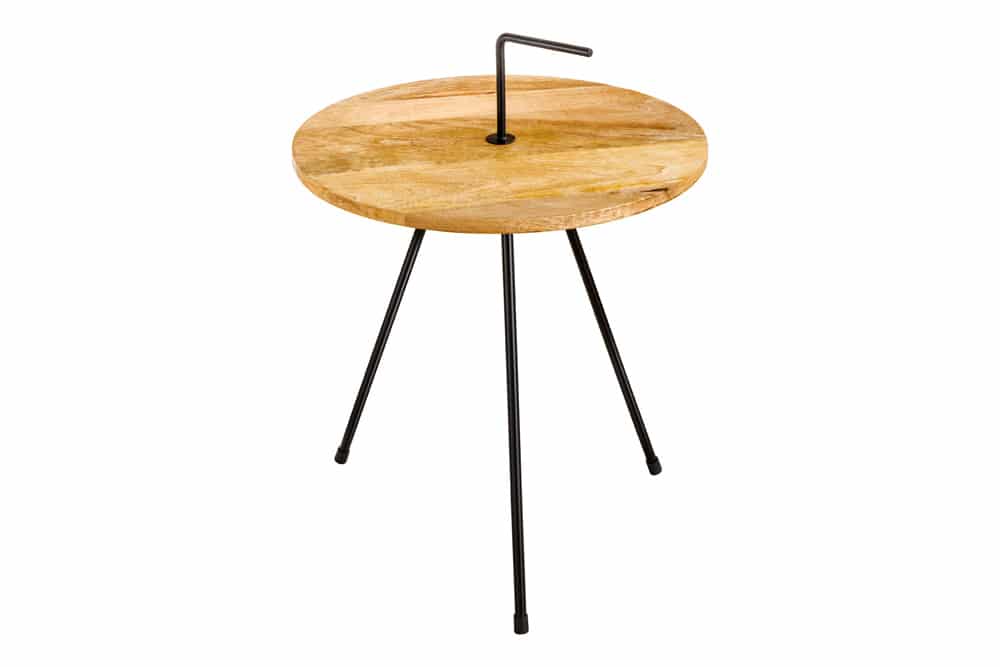Handgearbeiteter Beistelltisch SIMPLY CLEVER 60cm natur Mangoholz mit Griff