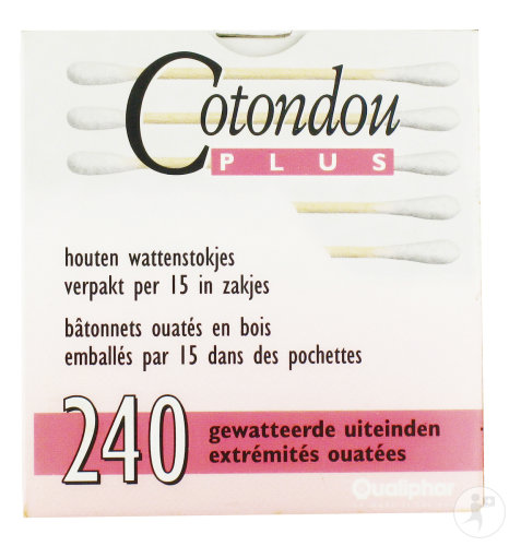 Cotondou Plus Extremités Ouatées Bâtonnets En Bois 120 Pièces