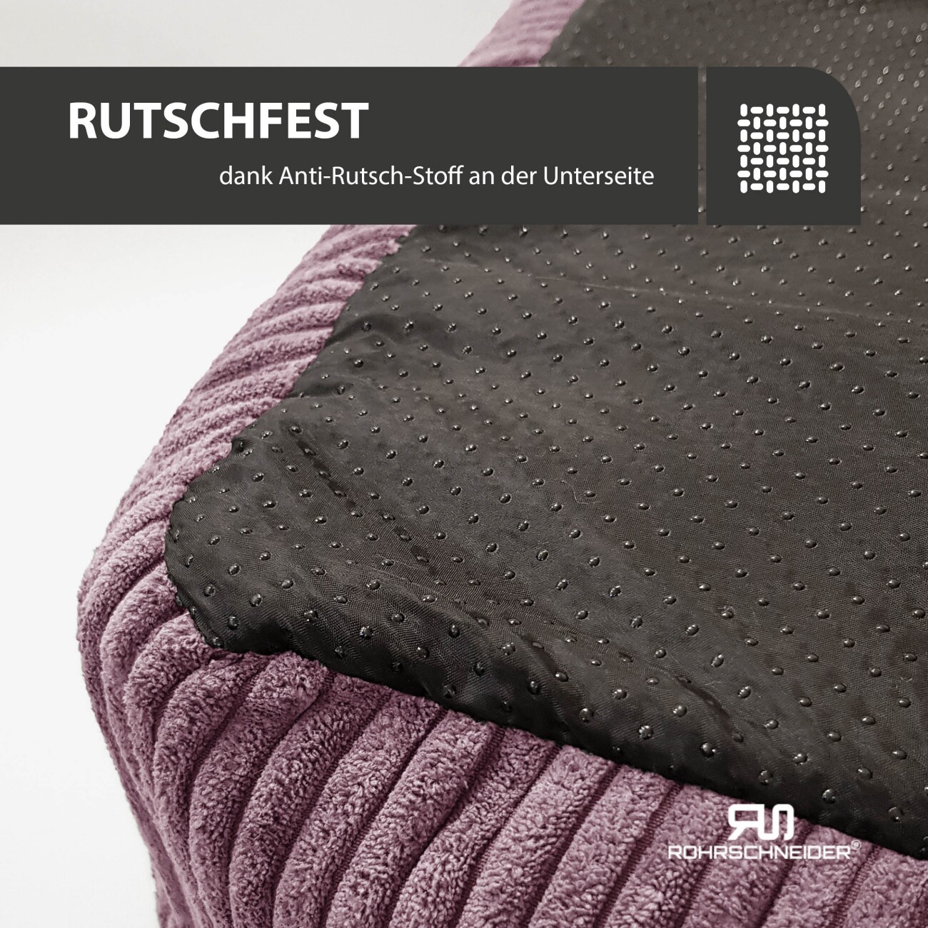 Rohrschneider ® Hundebett waschbar für kleine Hunde mit Hundekissen Cord (ca. 55x42 cm) inkl. Gassibeutel
