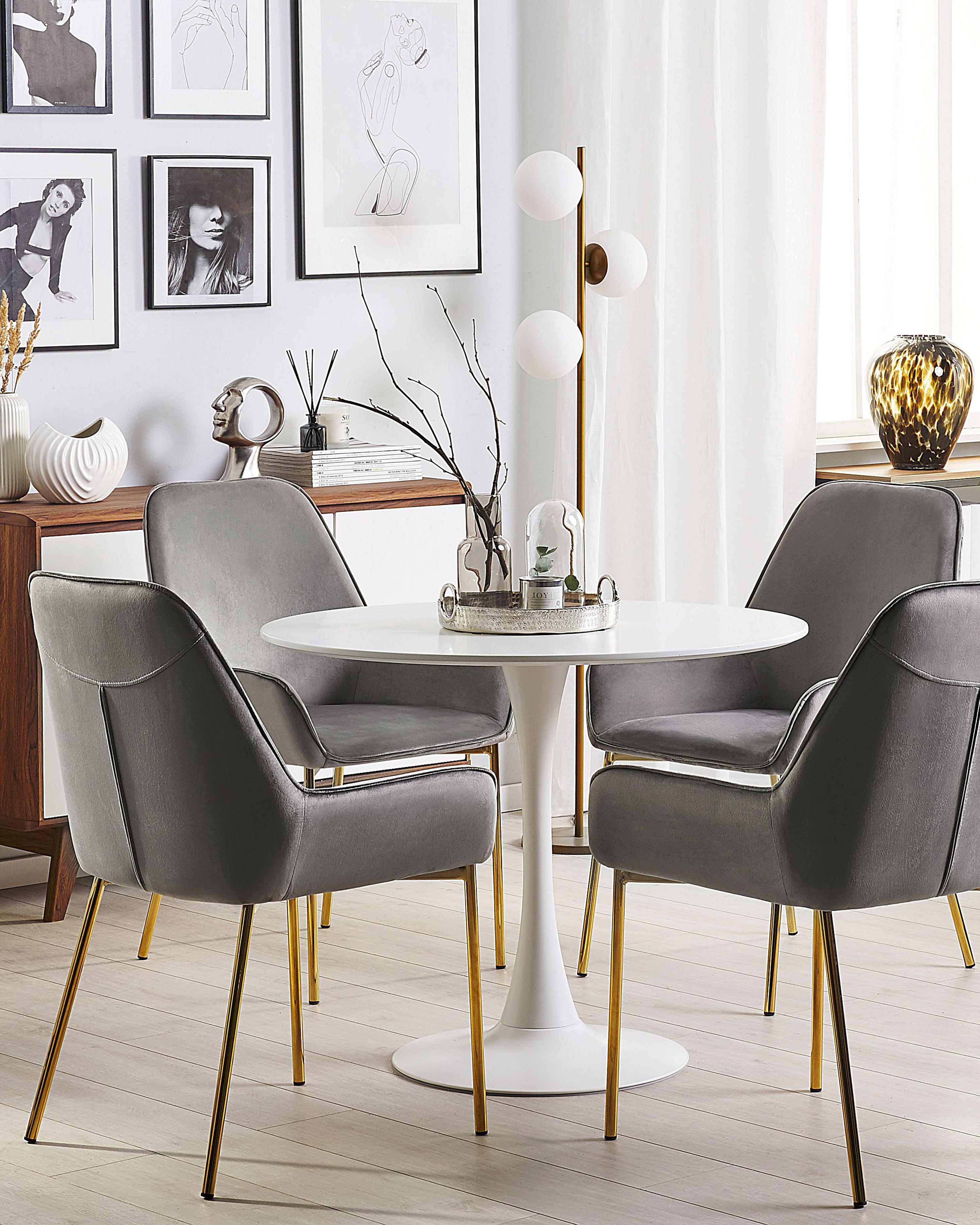 Set van 2 eetkamerstoelen LOVERNA Fluweel Grijs