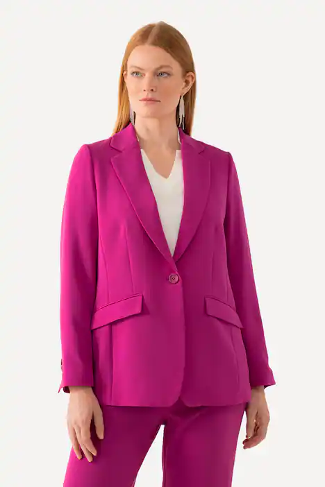 Blazer, Reverskragen, Klappentaschen, Knopfverschluss, magenta