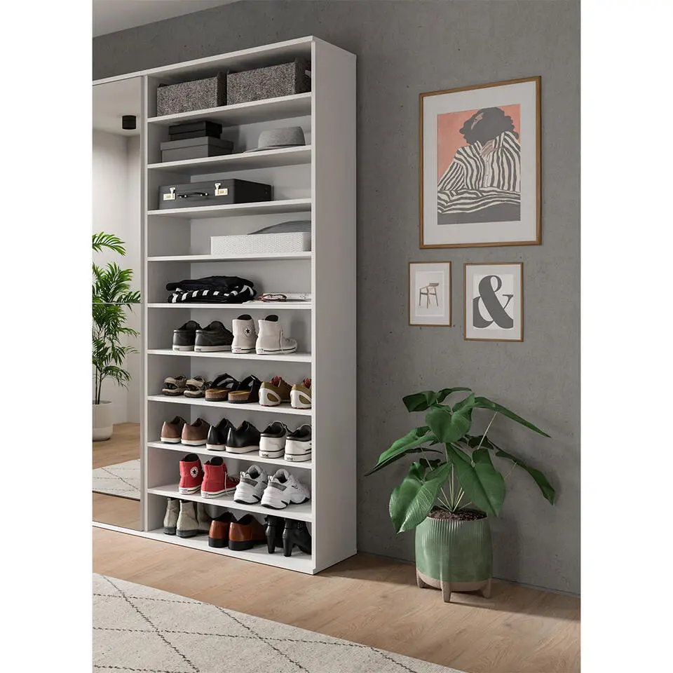 Hioshop ProjektX schoenenkast 10 vakken wit hoogglans