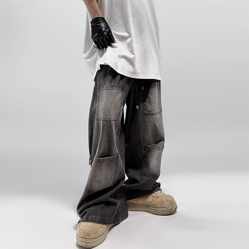 Cowpow - Hoge taille lus accent jeans met wijde pijpen