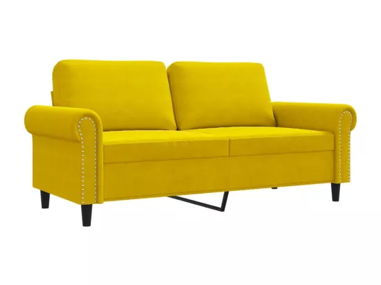 Canapé à 2 places Jaune 140 cm Velours