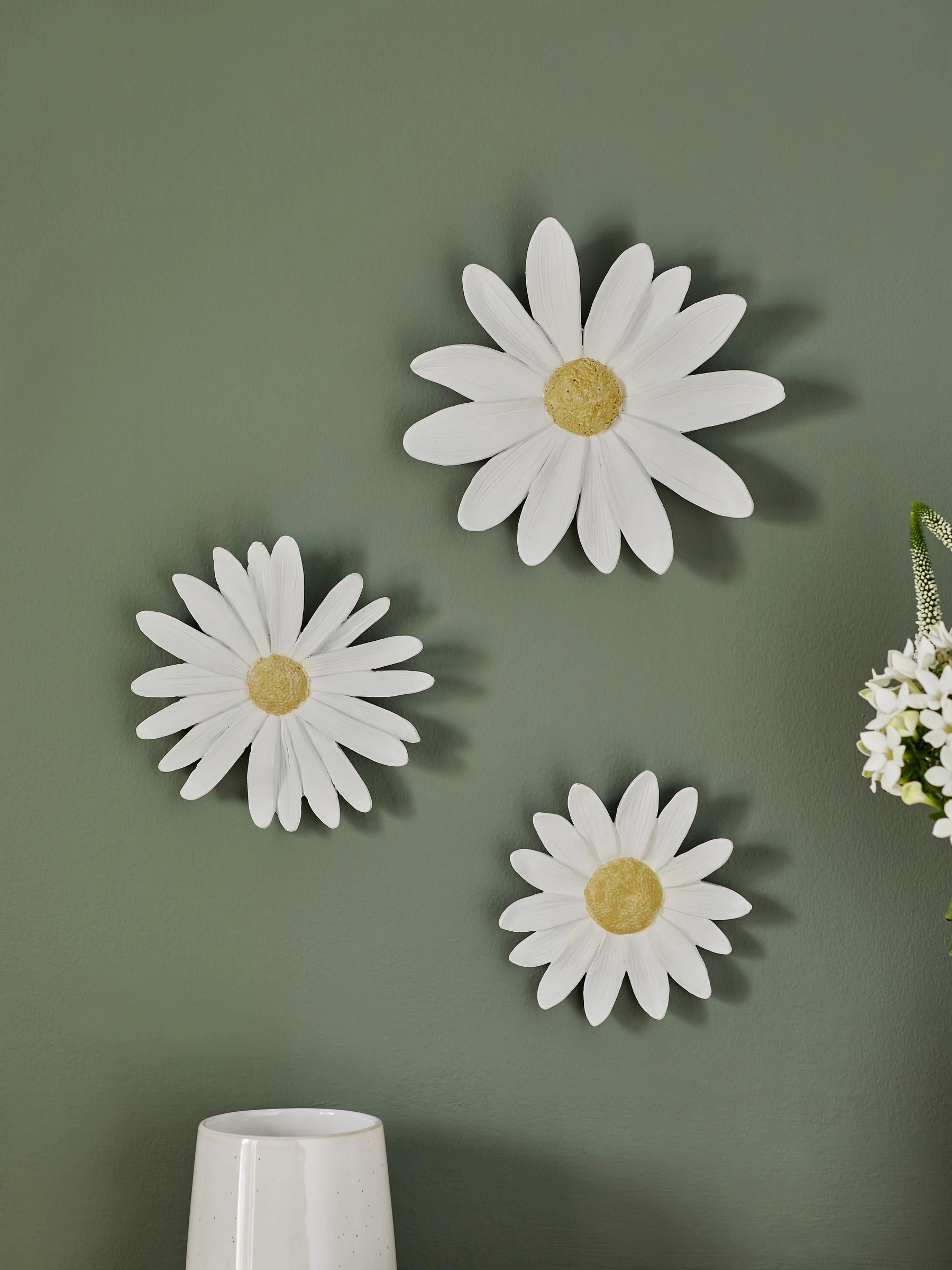 Set van 3 wandkunst met bloemetjes