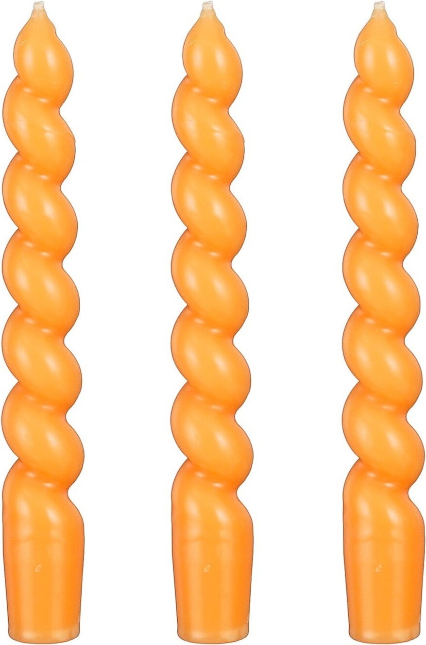 Mica Decorations dinerkaars Twist oranje 8 uur D 2,4 H 18,5 cm 3 stuks