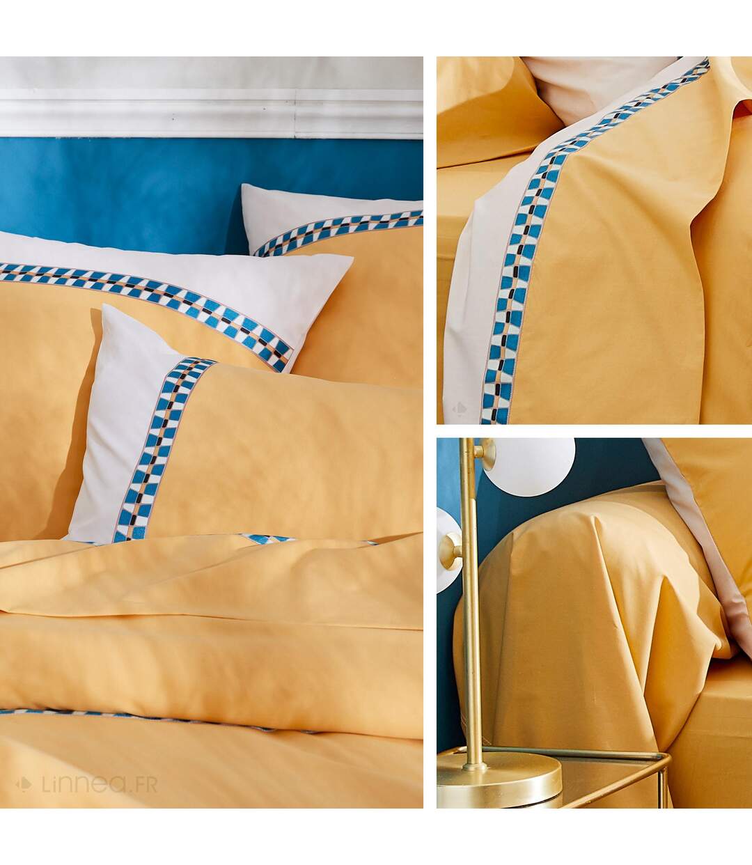 Drap plat 280x310 cm percale coton ROMY Ambre