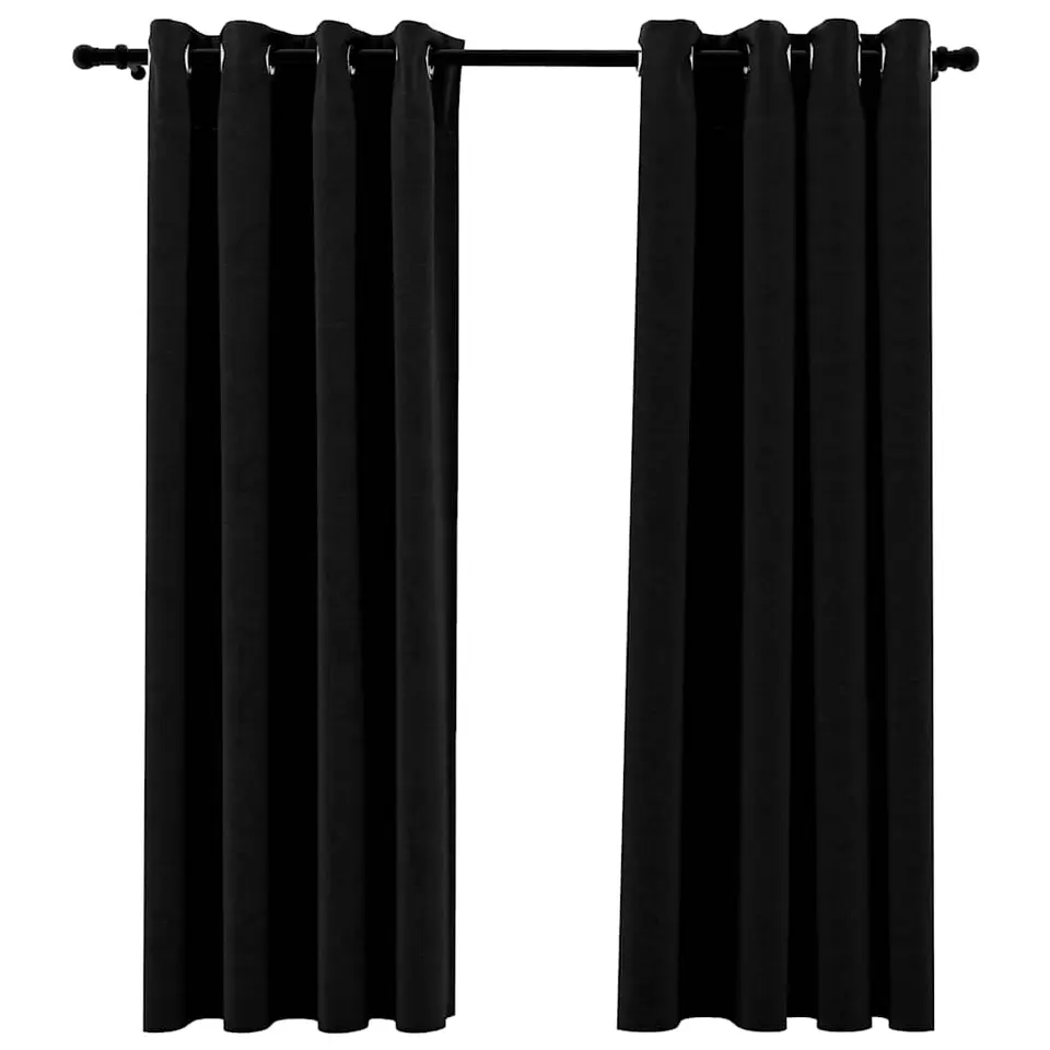 vidaXL - Gordijn - Zwart - Stof - 140 x 175 cm - 2 stuks