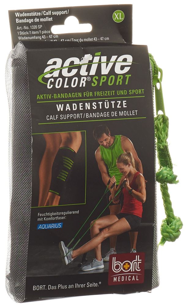 BORT ActiveColor Sport Wadenstütze<br>1 Stück, XL, schwarz/grün